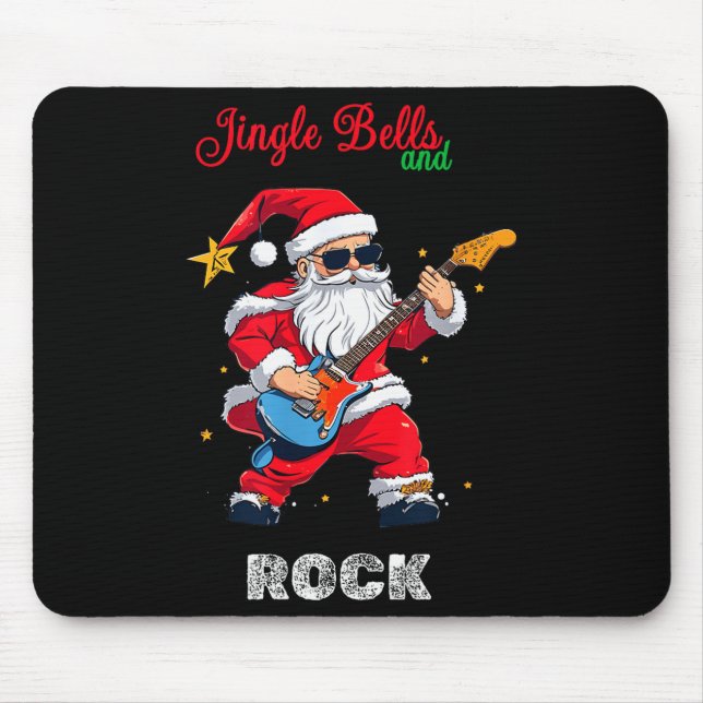 Jingle Bell And Rock Christmas Santa Rolling Playi Mouse Mat (Front)