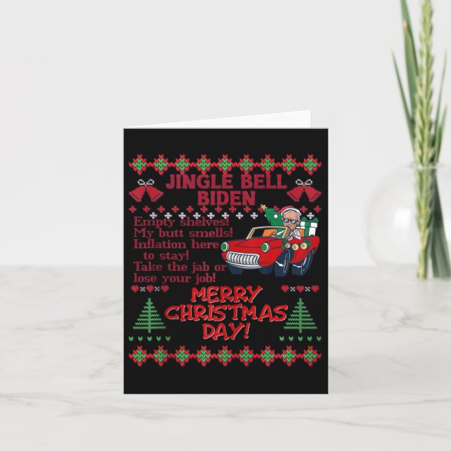 Jingle Bell Biden Xmas Santa Trump Ugly Christmas  Card (Front)