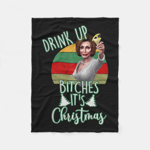Jingle Bell Biden Xmas Santa Trump Ugly Christmas Fleece Blanket