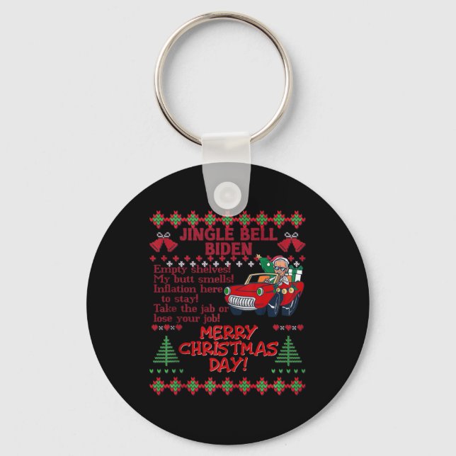 Jingle Bell Biden Xmas Santa Trump Ugly Christmas  Key Ring (Front)