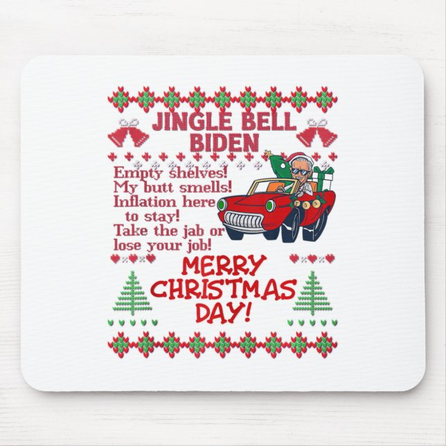 Jingle Bell Biden Xmas Santa Trump Ugly Christmas  Mouse Mat (Front)