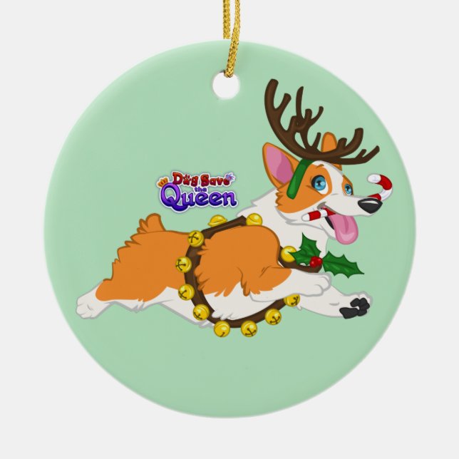 Jingle Bell Corgi- Ornament (Front)