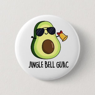 Jingle Bell Guac Funny Avocado Christmas Pun 6 Cm Round Badge