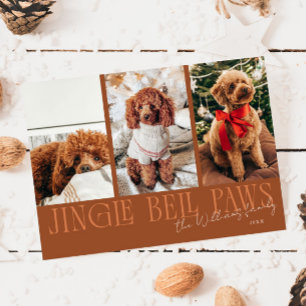 Jingle Bell Paws Christmas Terracotta Dog Photo Holiday Card