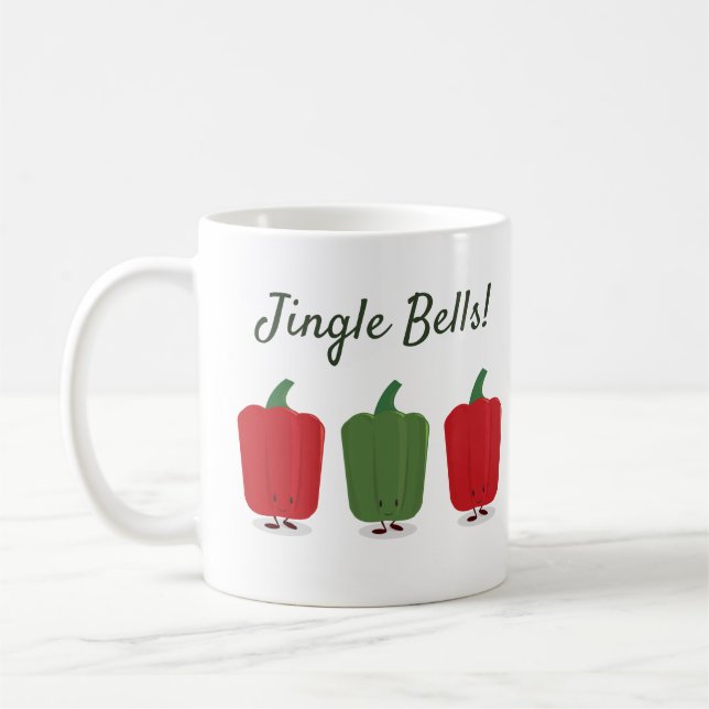 Jingle Bell Peppers Christmas Holiday Mug (Left)