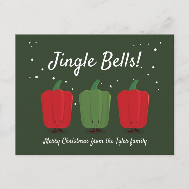 Jingle Bell Peppers Christmas Postcard (Front)
