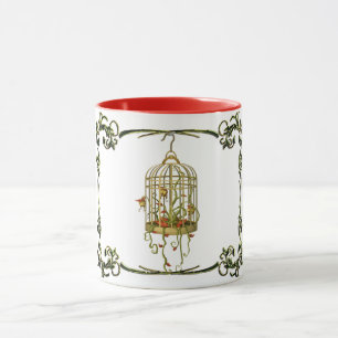 Jingle bell plant in a birdcage art nouveau mug