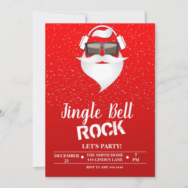 Jingle Bell Rock Christmas Party Invitation (Front)