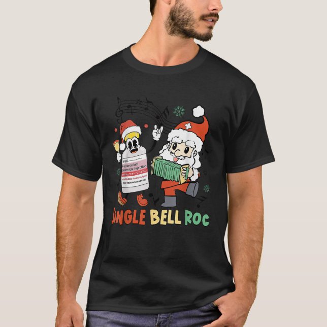 Jingle Bell Rock Funny Retro Roc Xmas Holiday CRNA T-Shirt (Front)