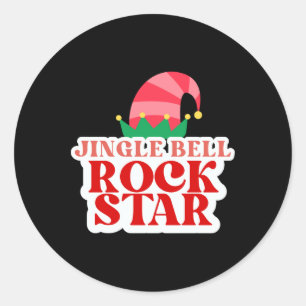 Jingle Bell Rock Star Christmas Girls Jersey T Shi Classic Round Sticker