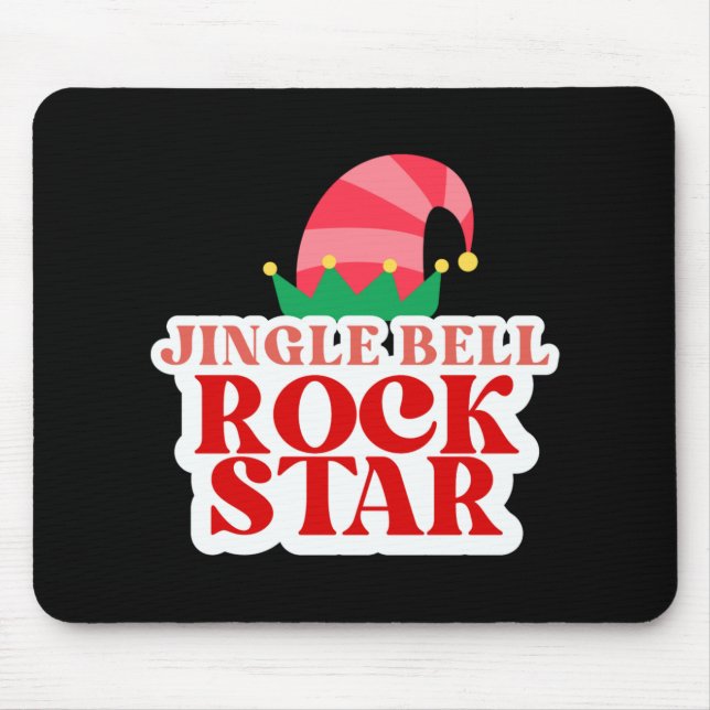 Jingle Bell Rock Star Christmas Girls Jersey T Shi Mouse Mat (Front)