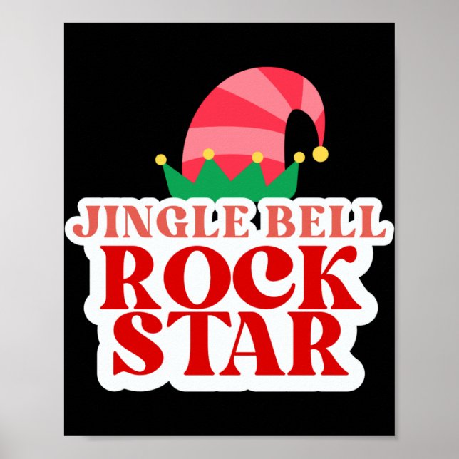 Jingle Bell Rock Star Christmas Girls Jersey T Shi Poster (Front)