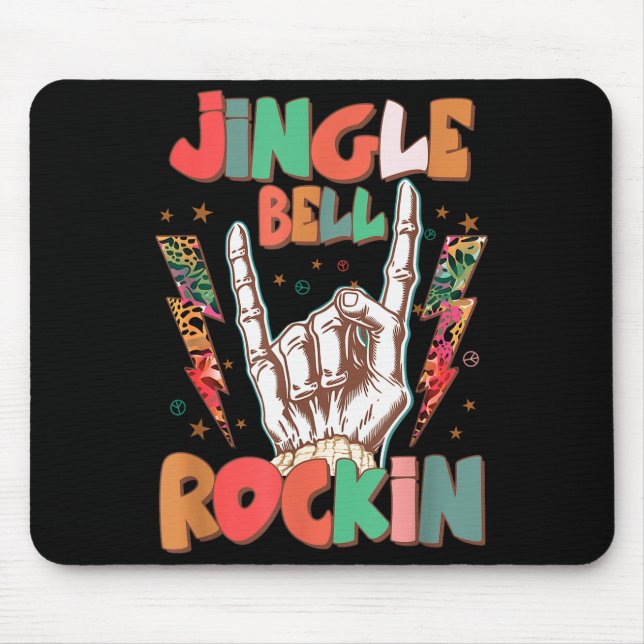 Jingle Bell Rockin Groovy Retro Christmas Xmas Ske Mouse Mat (Front)