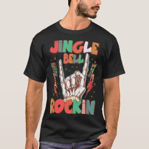 Jingle Bell Rockin Groovy Retro Christmas Xmas Ske T-Shirt