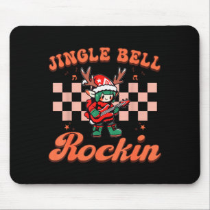 Jingle Bell Rocking Christmas Elf Rock N Roll Guit Mouse Mat