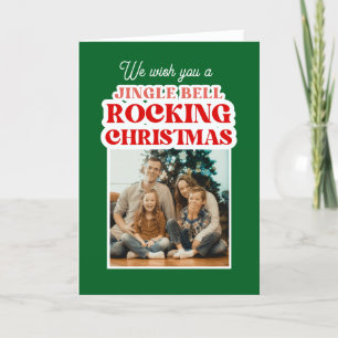 Jingle Bell Rocking Green Christmas  Holiday Card