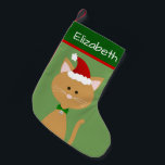 Jingle Bell Santa Orange Kitty Small Christmas Stocking<br><div class="desc">Create a personalised stocking for your cat or a cat lover. This design consists of a cute orange cat wearing a Santa hat and a jingle bell in Christmas colours with the ability to customise to your needs.  Original design by Night Owl's Menagerie,  2018.</div>