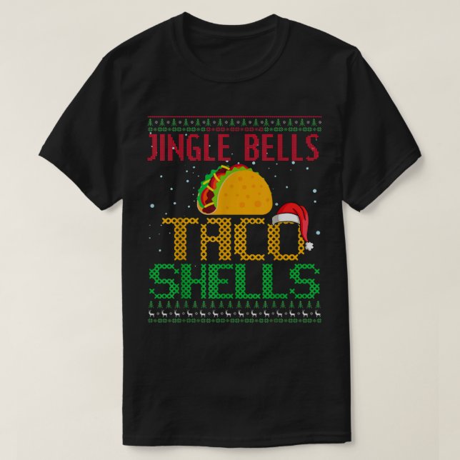 Jingle Bell Taco Shells Christmas Mexican Png T-Shirt (Design Front)
