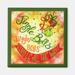 Jingle Bells All the Way Festive Christmas Magnet