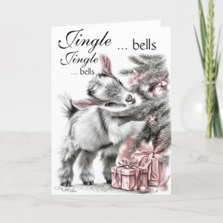 Jingle Bells - Baby Goat Christmas Holiday Card