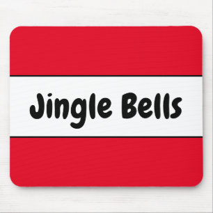 JINGLE BELLS Bright Colourful Red White Stripes Mouse Mat