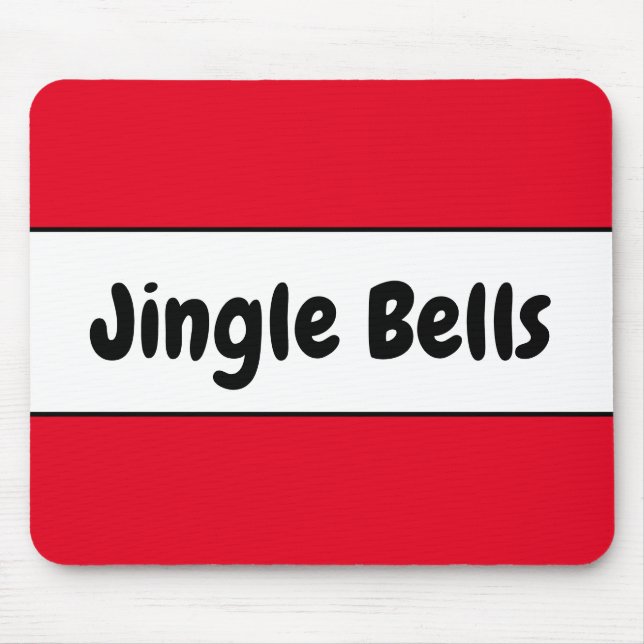 JINGLE BELLS Bright Colourful Red White Stripes Mouse Mat (Front)