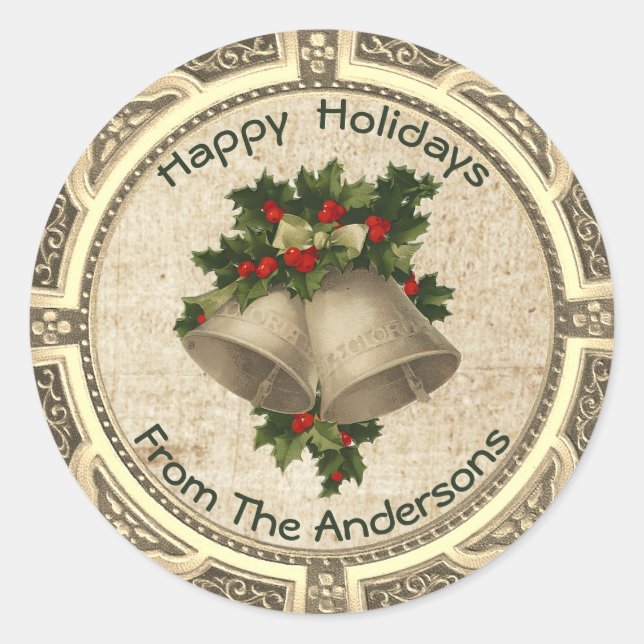 Jingle Bells Christmas Classic Round Sticker (Front)