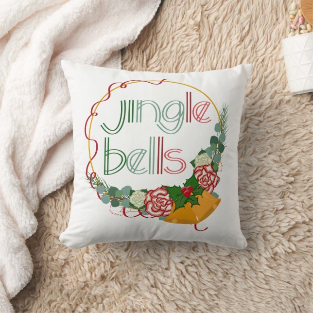 Jingle Bells Christmas Decorative Pillow (Blanket)