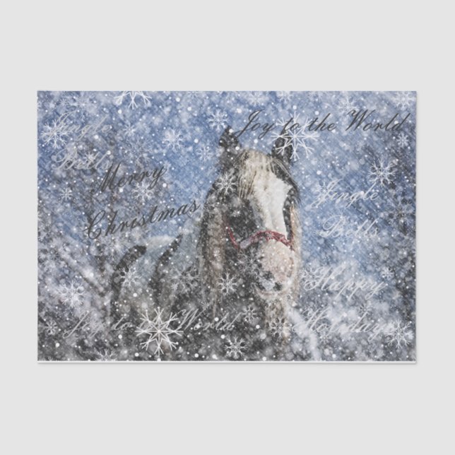 Jingle Bells Christmas Decoupage Horse Tissue Paper (Front)