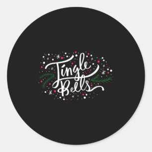 Jingle Bells Christmas Design For Men Women, Boys, Classic Round Sticker