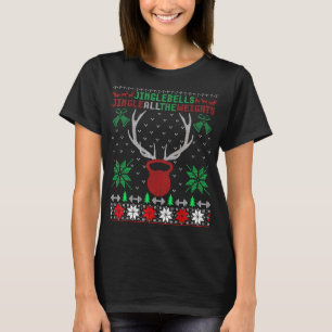 Jingle Bells Christmas Fitness Kettle Bell Workout T-Shirt