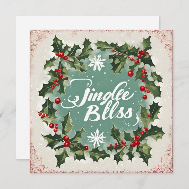 Jingle Bells & Christmas Holly Company Christmas Holiday Card (Front/Back)