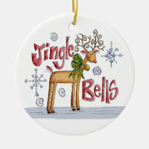Jingle Bells Christmas Ornament - Cute Reindeer