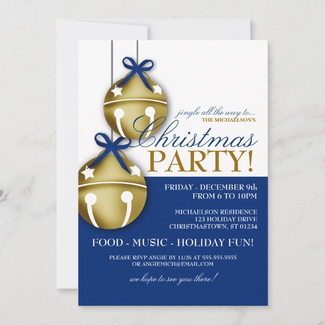 Jingle Bells Christmas Party Invitation (Front)