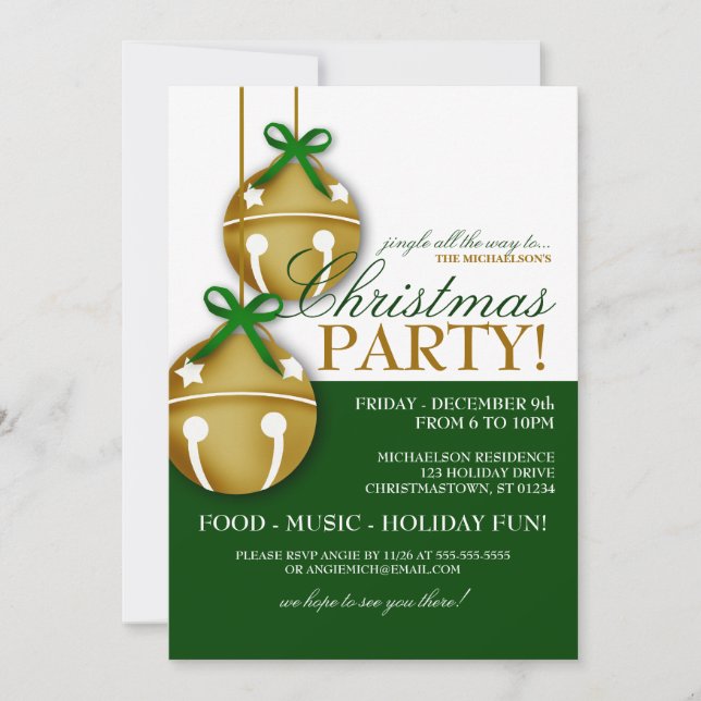 Jingle Bells Christmas Party Invitation (Front)