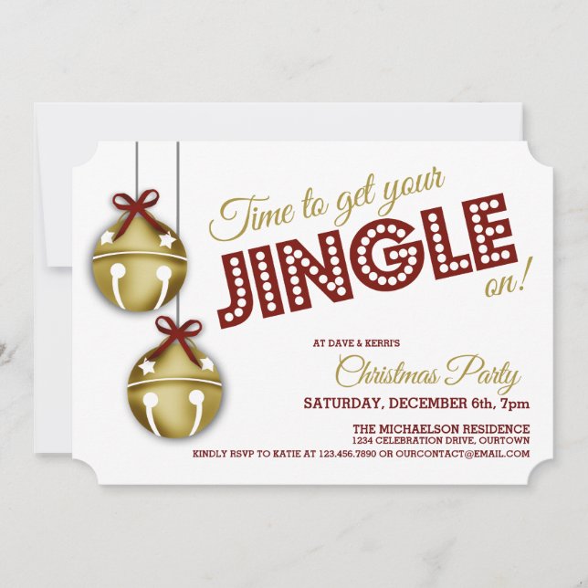Jingle Bells Christmas Party Invitations (Front)