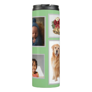 Jingle Bells Christmas Photo Collage  Thermal Tumbler