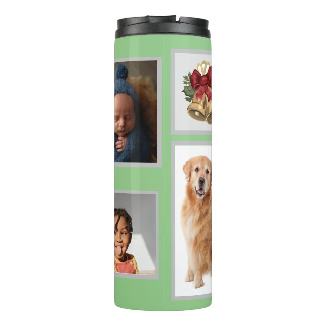 Jingle Bells Christmas Photo Collage  Thermal Tumbler (Back)