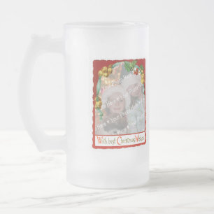 Jingle Bells Christmas Wishes Add-A-Photo Frame Frosted Glass Beer Mug