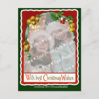 Jingle Bells Christmas Wishes Add-A-Photo Frame Holiday Postcard
