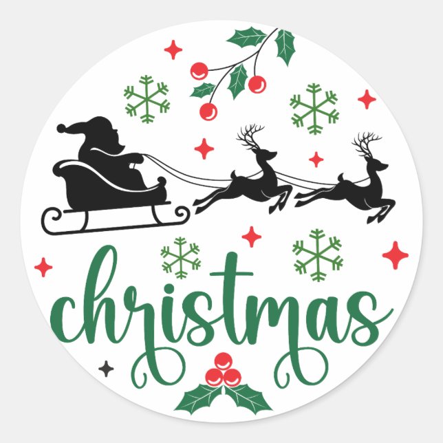 Jingle bells classic round sticker (Front)