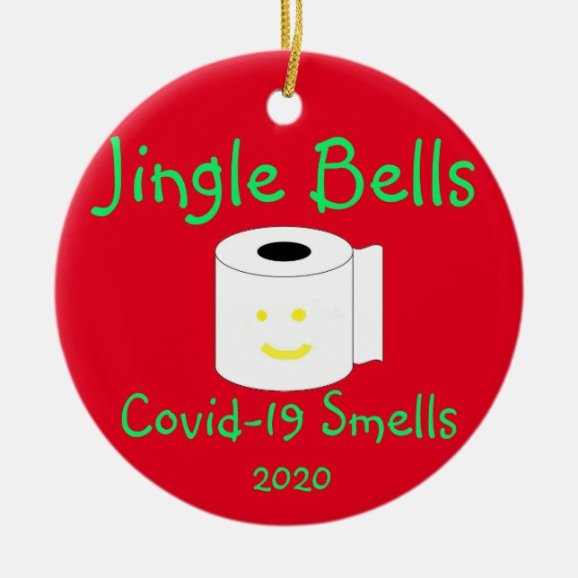 Jingle Bells, Covid-19 Smells Ceramic Tree Decoration (Front)