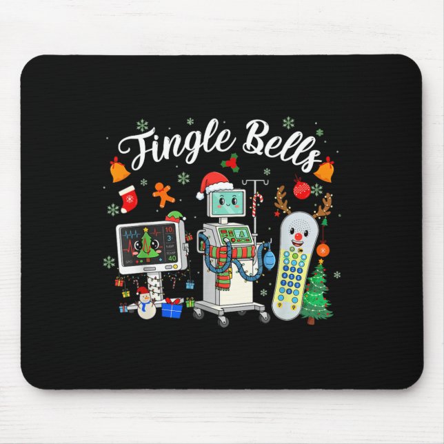 Jingle Bells Er Nurse Funny Christmas Tech Nursing Mouse Mat (Front)