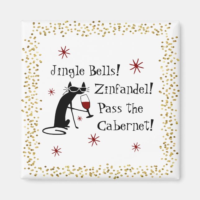 Jingle Bells Funny Christmas Wine Quote Magnet (Front)