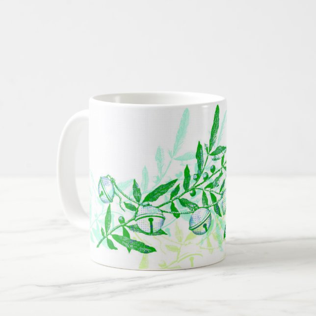 Jingle Bells Holiday Pop Art Style Mug Cup (Front Left)