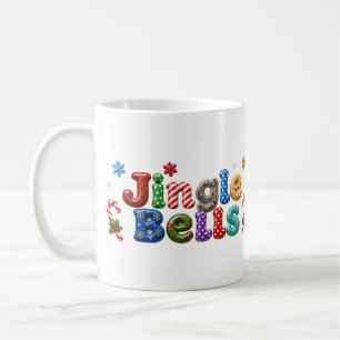Jingle Bells Holly Candy Cane Gold Star Plaid Coffee Mug