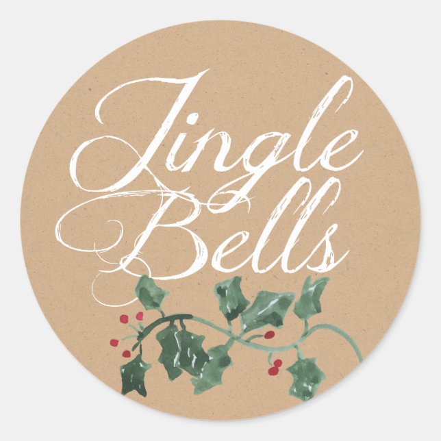 Jingle Bells Holly Holiday Sticker (Front)