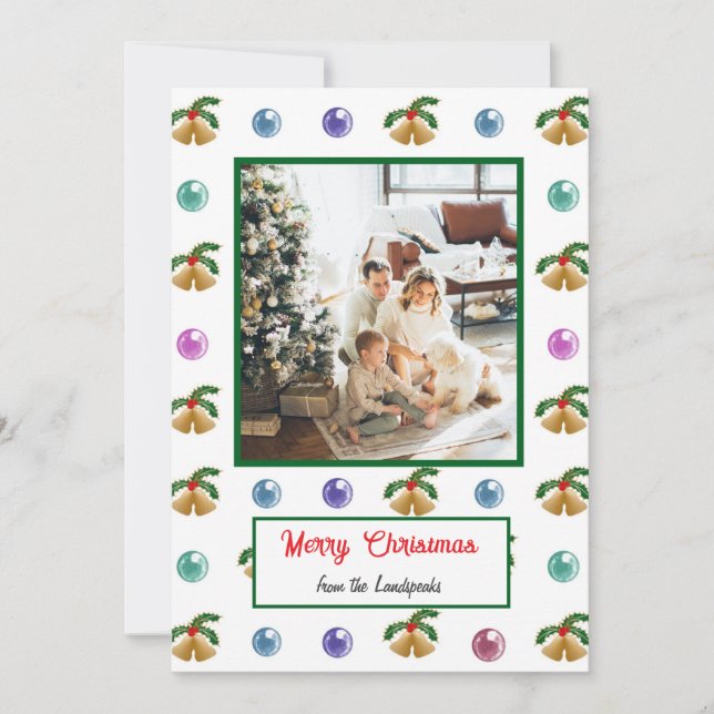 Jingle Bells, Marbles Christmas & Family Photo Holiday Card (Front)