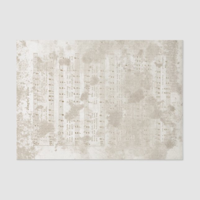 Jingle Bells Music Grunge Holiday Christmas Carol  Tissue Paper (Front)