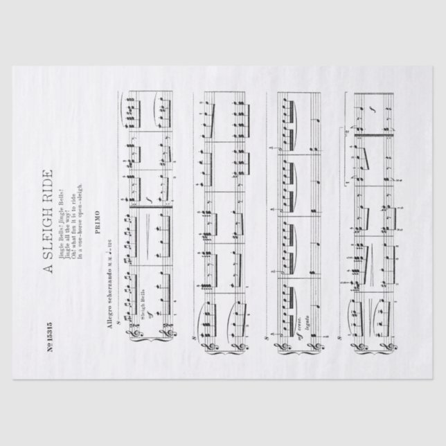 Jingle Bells Music Holiday Tissue Decoupage Paper  (Front)